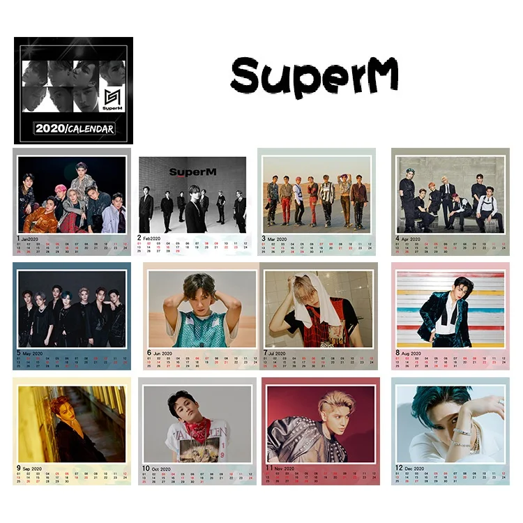 

[MYKPOP]~2020 NEW~ SUPERM CALENDAR Creative Desk Paper Photos Calendar, KPOP Fans Collection SA19110907
