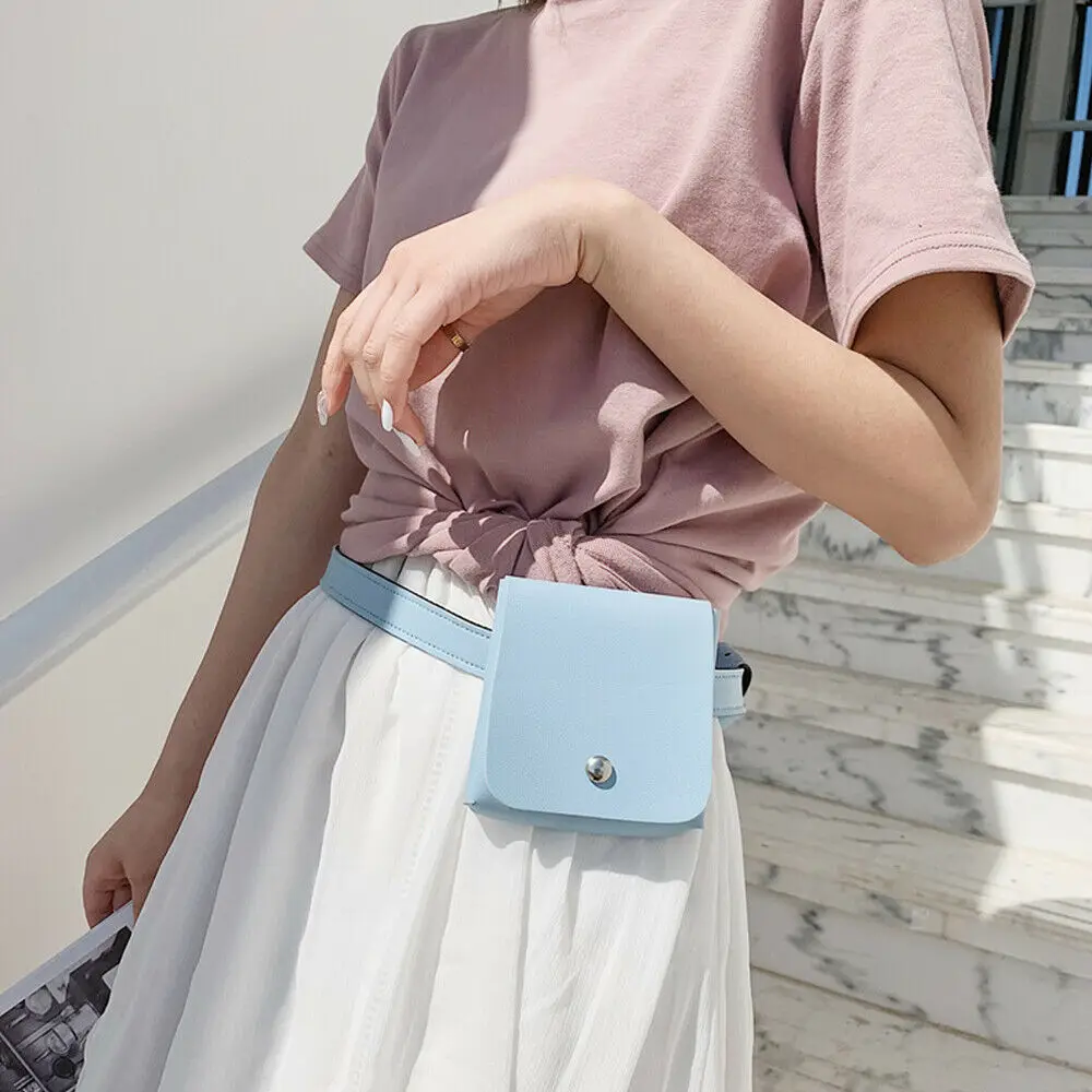 

Fashion Women Solid Unique Design Waist Fanny Pack PU Leather Bum Chest Hip Bag Belt Purse Mini Pouch Pocket New Small Tote