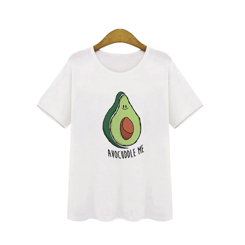 90s Harajuku Мультфильм авокадо веганская футболка с коротким рукавом Женская Vogue маленькая свежая Повседневная авокадо графическая одежда Топы женские футболки - Цвет: 2161