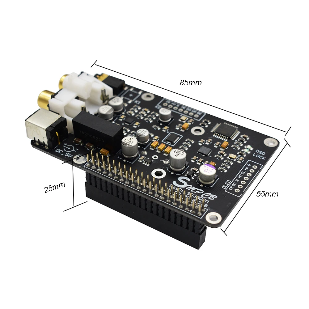 Lusya OLED ES9038q2m OPA1612 Op декодер цифровая плата вещания I2S 32 бит/384K DSD128 для Raspberry pi 2B 3B + 4B