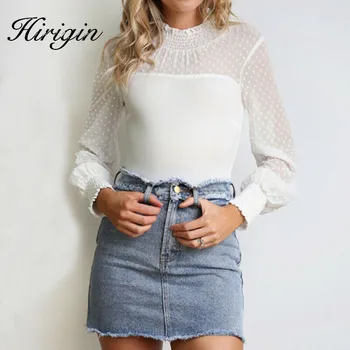 

Women Turtleneck Mesh Sheer Long Sleeve Stretch Bodysuit Romper Jumpsuit Tops Women Long Sleeve Rompers Bodysuit Overalls