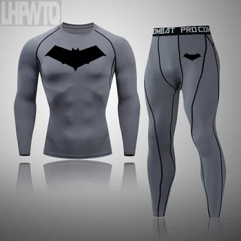 

Winter Warm Long underwear Set Men's Thermal Underwear Men Thermal Long johns Batman Compression Jogging skin care kits 2 pc Set