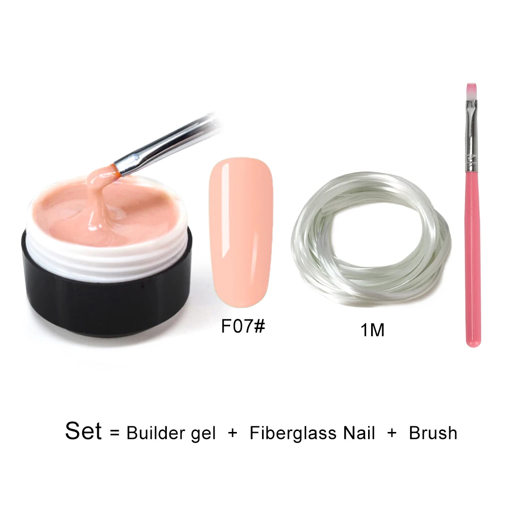 builder gel set F07 Набор гель для наращивания ногтей УФ-гель-щетка для быстрого строительства желе акриловый полигель Набор 15 мл lakiery hybrydowe paznokcie oje - Цвет: builder gel set F07