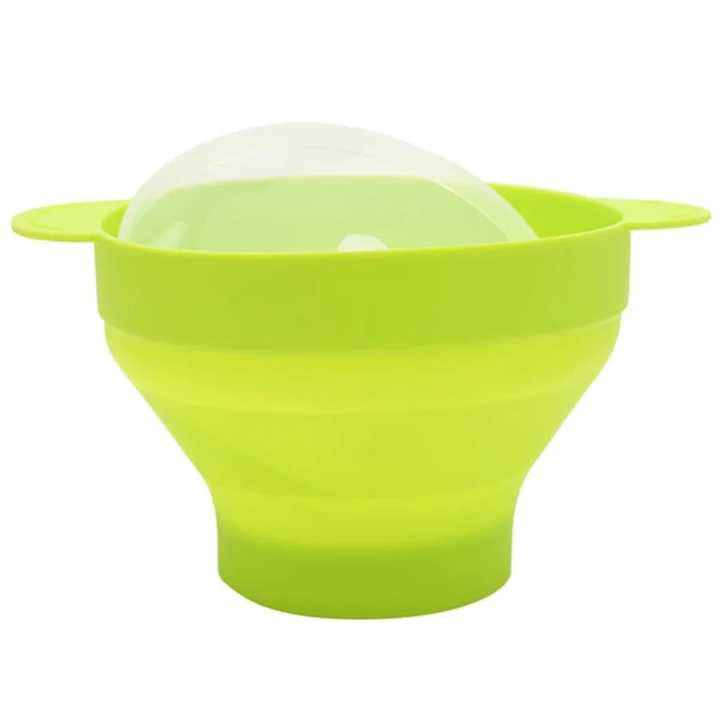 Green Microwave Popcorn Popper Collapsible Silicone Bowl with Lid and Handles - Цвет: Green