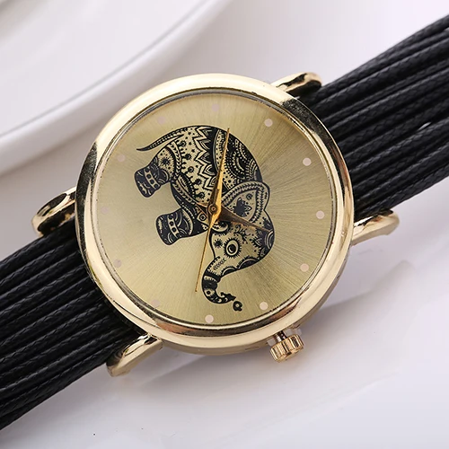 Модные женские наручные часы со слоном, многослойный Плетеный браслет, наручные часы, женские нарядные часы, подарок, роскошные