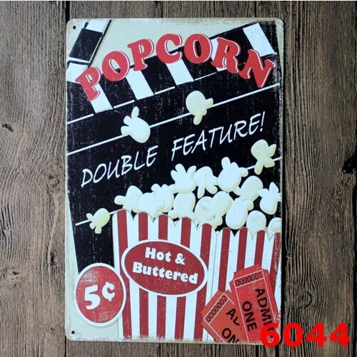 

Popcorn Vintage Metal Tin Signs Poster Home Pub Bar Wall Decor 20x30CM