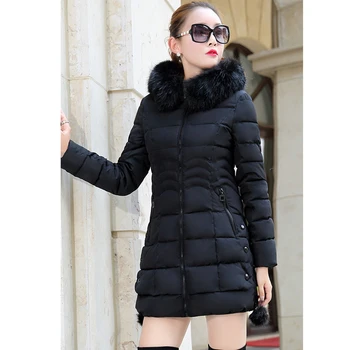 

2019 Faux Fur Parkas Women Down Jacket Plus Size Womens Parkas Thicken Outerwear Hooded Winter Coat Female Jacket Cotton Padded