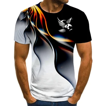 Fashion summer t-shirt men's 2021 3D Eagle print men's T-shirt breathable street style stitching print t-shirt men's size 6XL 1