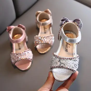 

Summer Fashion Bow Sandals Baby Girls Cute Bling Sequin Princess Sandals Shoes Toddler Infant Kids Sandal Shoes for Beach Sandal