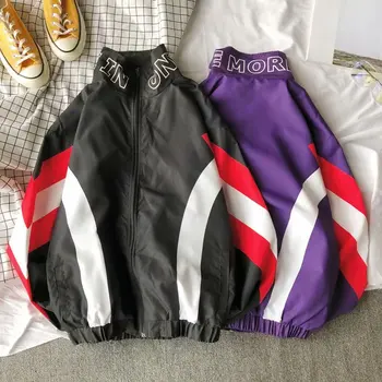 

Jackets Men Patchwork Jacket Tracksuit High Street Coats Hip Hop Fashion Male Streetwear Couple Windbreaker Jackets