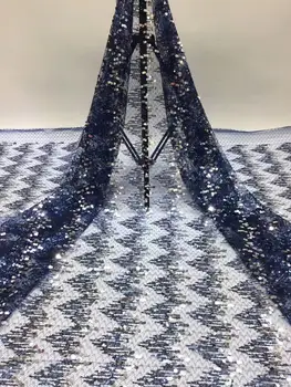 

Fashions African Sequins Cord Lace Fabric High Quality French Sequence Tulle Lace Nigerian Voile Lace Fabrics For Wedding FR320