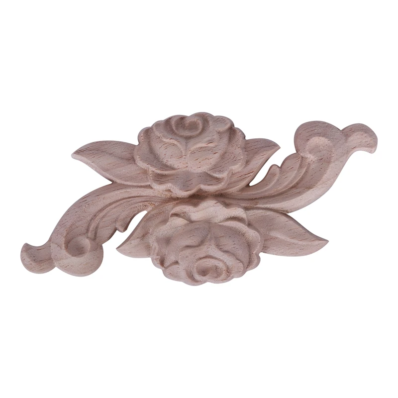 

New 1X Rubber Wood Carved Corner Craft Onlay Applique Furniture Door Home Decor Retro(12*6cm)