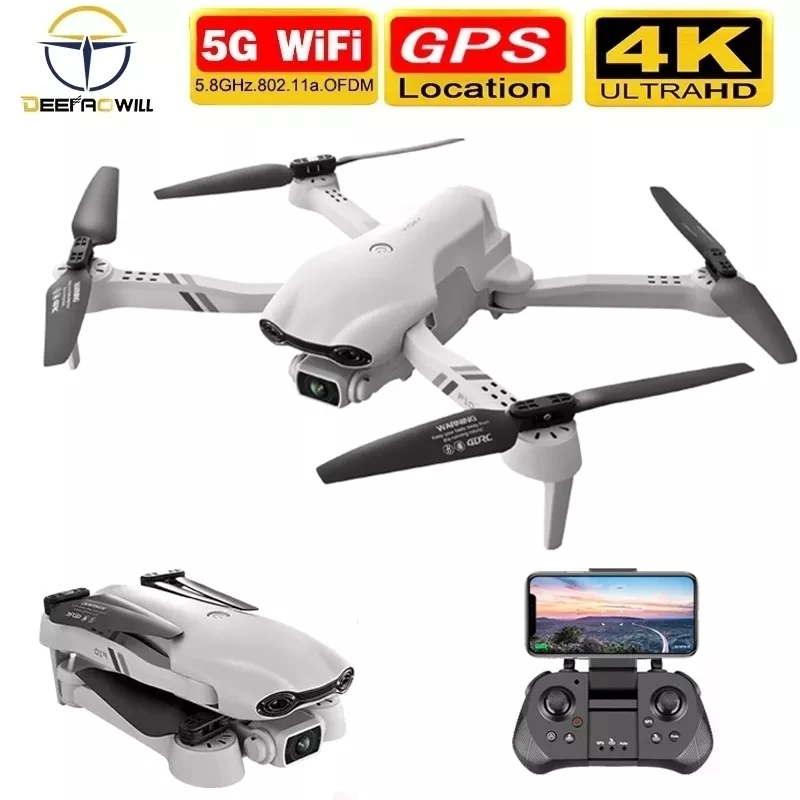 Дрон F10 широкоугольный FPV Gps 4K 2021 Wi-Fi радиус полета 25 мин 5G м 2 камеры | Игрушки и