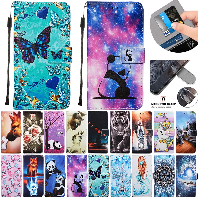 Кожаный чехол для Samsung Galaxy A10 A20 A30 A40 A50 A70 A30S A50S E чехол-бумажник с подставкой