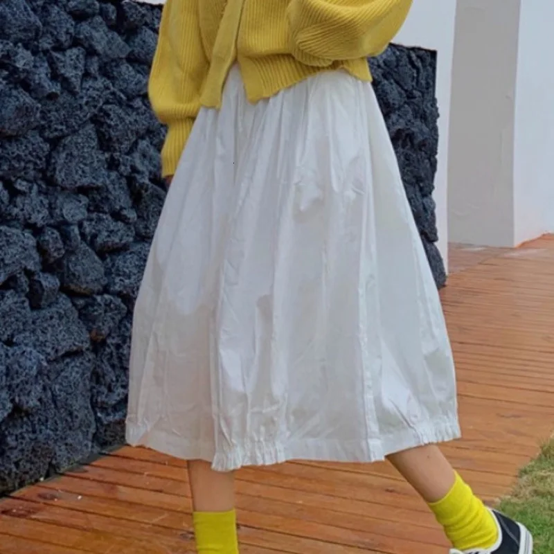 LANMREM Spring New Products Fashion Solid Color Simple Elastic Waist Loose Thin A Word Skirt Female PB276