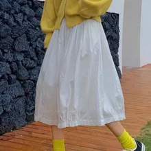 LANMREM Spring New Products Fashion Solid Color Simple Elastic Waist Loose Thin A Word Skirt Female PB276