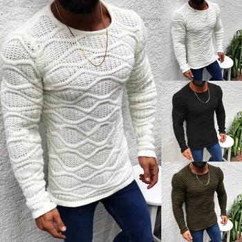 

2019 New Men's Winter Casual Autumn Long Sleeve Solid Color Thin Knitted Sweaters O Neck Male Slim Fit Pullovers Sweater 3XL