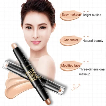 

BIOAQUA Makeup Concealer Pen Double Head 3D Bronzer Highlighter Stick Contour Foundation Pencil LDO99