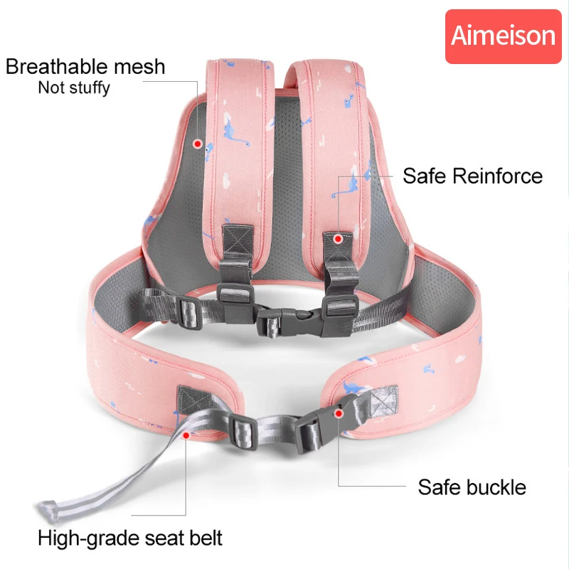 Children Safety Motorcycle Seat Belt Back Hold Protector Reflect Vest Belt Adjustable Kids Vehicle Safe Strap Carrier Harness