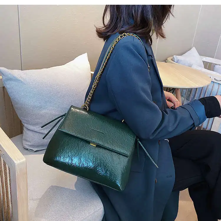 Винтажная модная женская сумка-тоут, новинка, Высококачественная женская дизайнерская сумка из искусственной кожи, сумка на плечо с замком и цепочкой