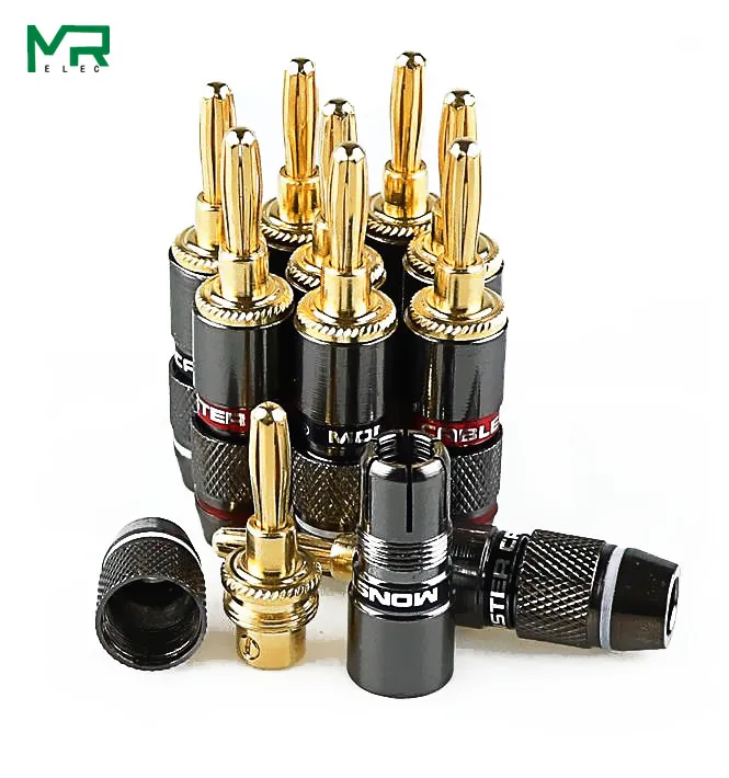 4PCS-24K-gold-plated-copper-monster-zinc-alloy-banana-plug-microphone-adapter-adapter-audio-and-video