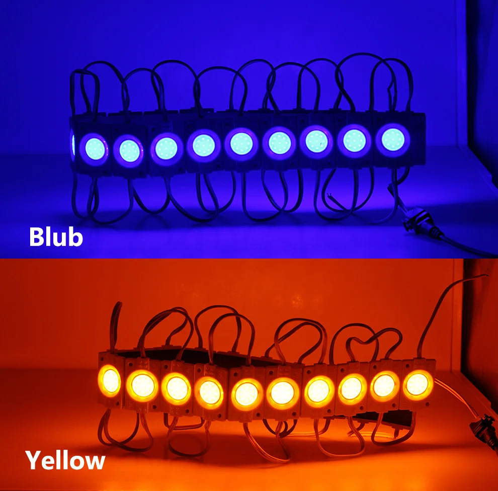 DC 12V 24V COB LED Module 20PCS Injection Molding 2.4W Pink Red Blue Warm White CRI90 120Degree For Advertising Box Lighting