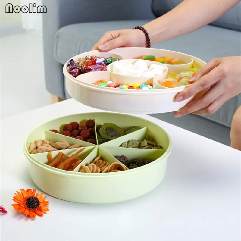 

NOOLIM Plastic Double-layer Candy Box with Lid Dried Fruit Plate Home Large Melon Box Snack Plate Snack Storage Box