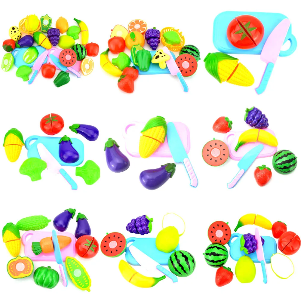 

4 /6/8/12/18PCS / Set Plastic Kitchen Pretend Play Food Fruit Vegetable Cutting Toy For kid Educational Toys