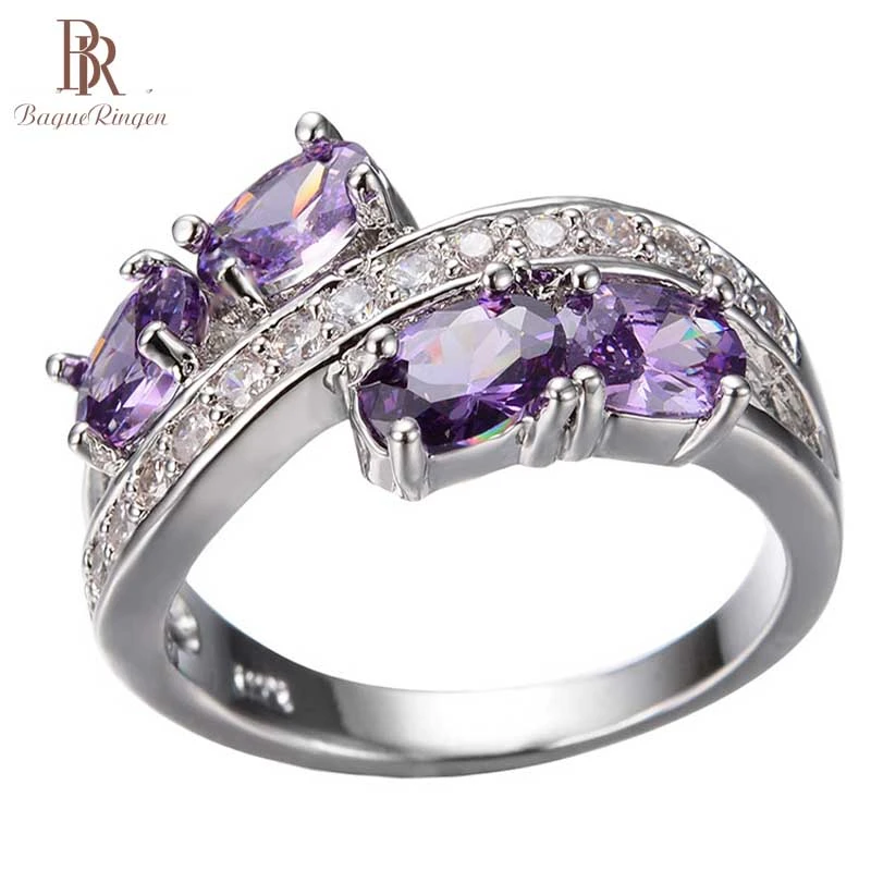 Bague Ringen, 925 пробы, серебряное кольцо на палец, натуральный аметист, обручальные кольца для женщин, хорошее ювелирное изделие, размер 6-10
