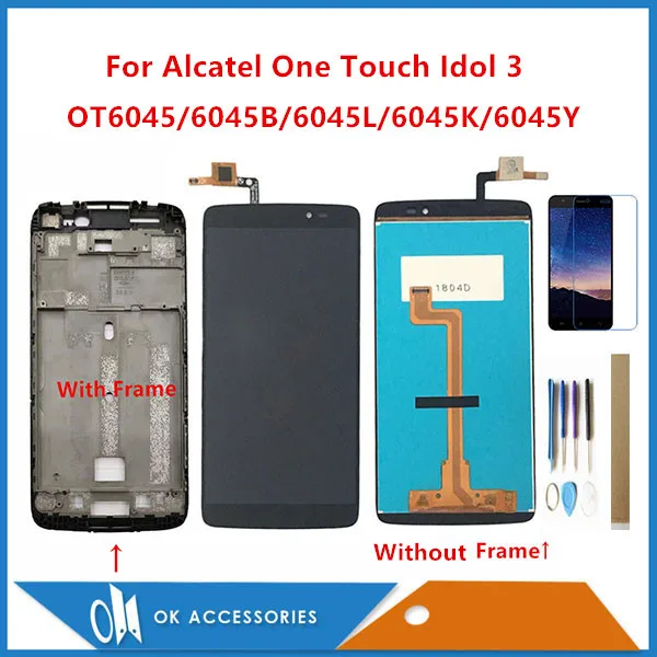 ЖК дисплей и дигитайзер сенсорного экрана 5 дюйма для Alcatel One Touch Idol 3 OT6045 6045B 6045L 6045K