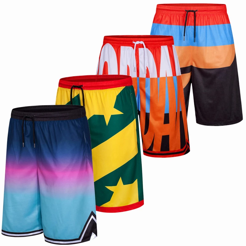 Men Shorts Basketball Casual Short Summer beach New Letter Printing multicolor Drawstring Gym Male running loose | Спорт и