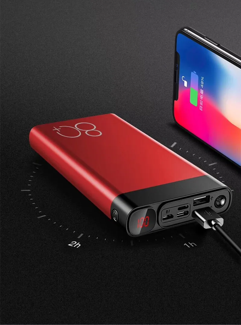 แบตสำรอง Quick 80000mAh Power Bank Charge Dual USB Large Capacity Fast