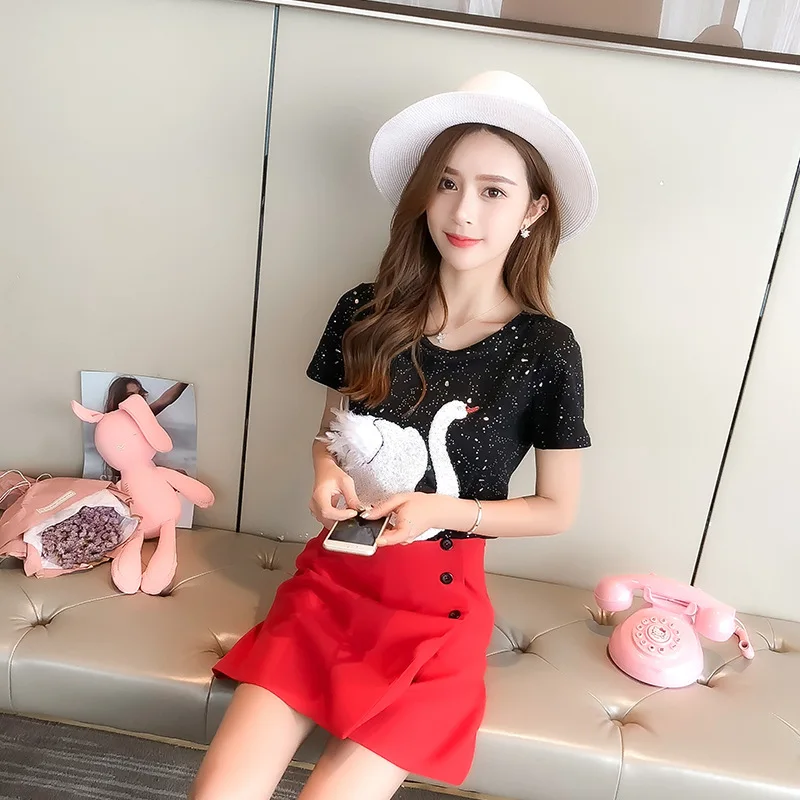 

2018 Summer Wear New Style Sequin Beads Korean-style Slimming Fashionable Set Super Fire-Style Suit Skirt Fashion