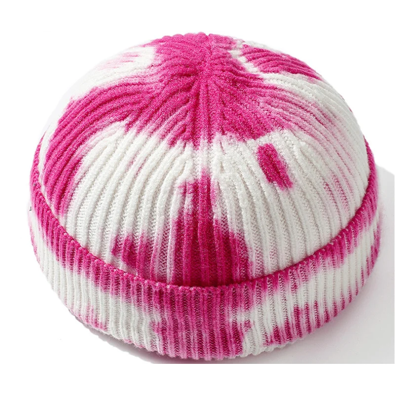 New High Quality Tie-dye Knit Beanie Warm Winter Hat Women Autumn Soft Knitted Hip Hop Melon Cap Men Cuffed Plain Skull 2020 | Аксессуары