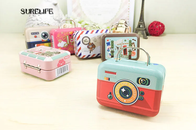 

8pcs/lot new vintage small suitcase storage tin candy box organizer for coin earring buttonjewelry tin boxes gift storage boxes
