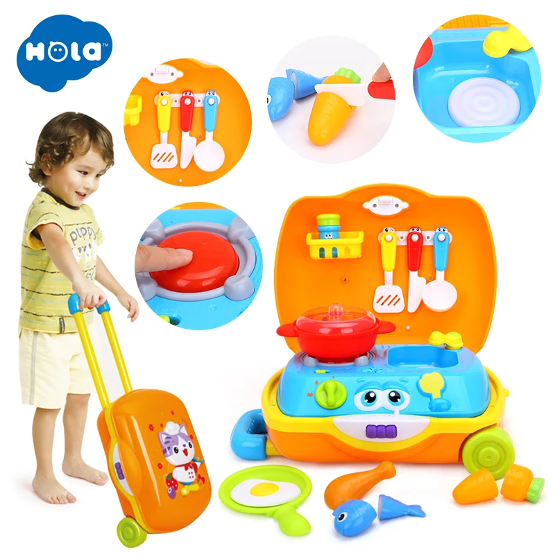 HOLA 3108 Kid Kitchen Toy Simulation Kitchen Toy Pretend Play Kitchen Cooking Table Set