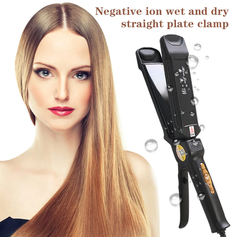 

Hair Straightener Temperature Adjustable Flat Iron Hair Straightener Wide Ironing Plate for Wet and Dry Use MU8669