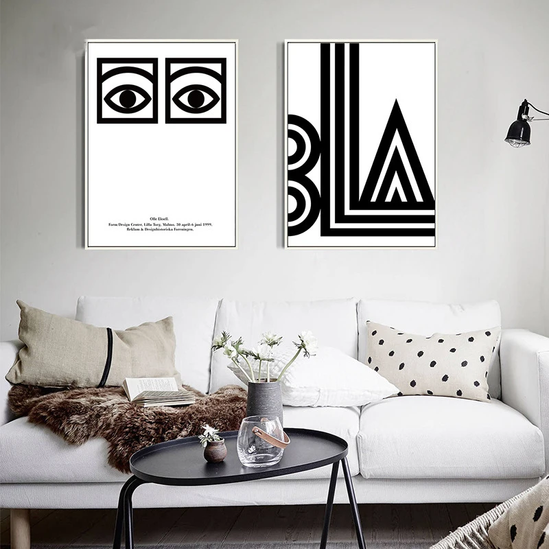 

Nordic Minimal Canvas Painting Abstract Eye Impression Wall Art Poster Geometric Line Wall Picture For Lvingroom Home Decor