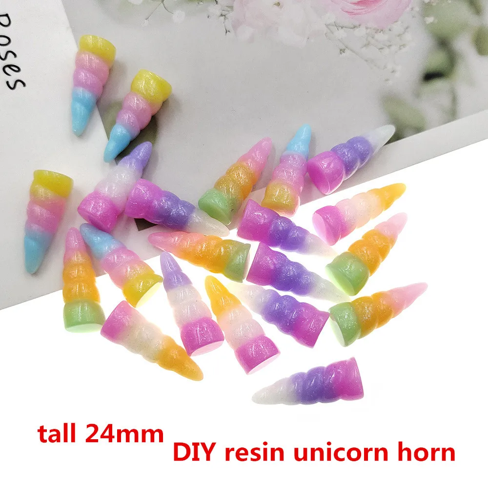 

30pcs/lot New arrival DIY resin colorful unicorn horn for children hair accessories fashion accessorie resin charms