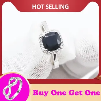 

Black Sapphire Rings For Women Bridal Wedding Anelli Trendy Jewelry Wedding Ring 925 Sterling Silver Jewelry