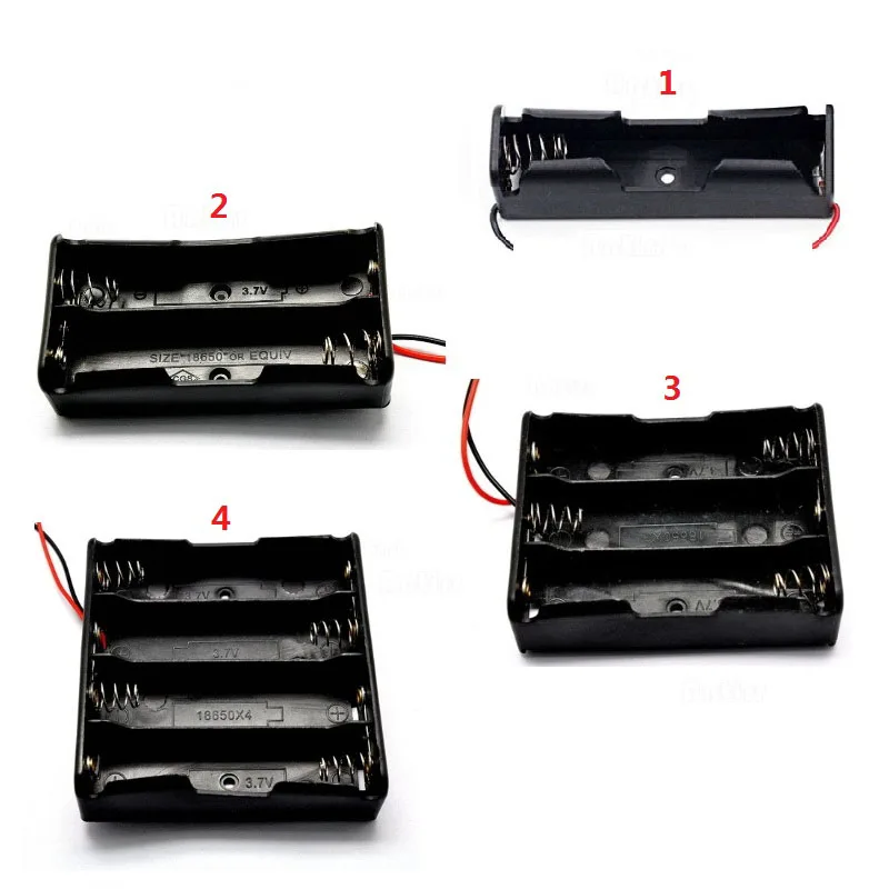 18650 Battery-Case-Holder Storage-Box Plastic with 1x2x 3x4x Wire-Lead