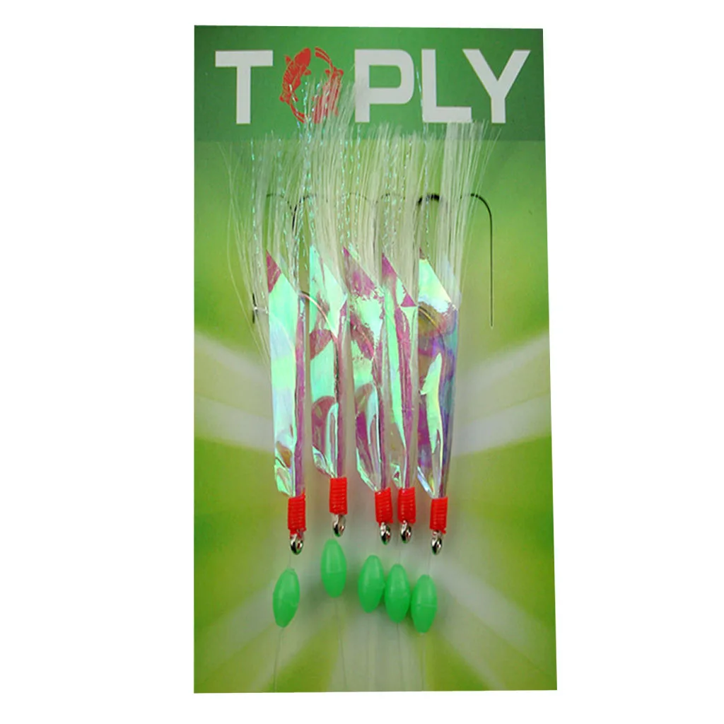 5Pcs Snapper Fishing Rigs Fishing Lure Bait Jig Line With Leader Hook 3/0