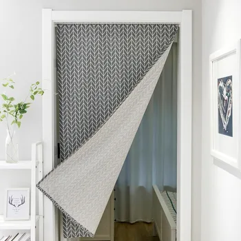 

Gray Geometric Curtain Curtain Modern Simple Partition Curtain Fabric Wind Bath Curtain Bathroom without Rod