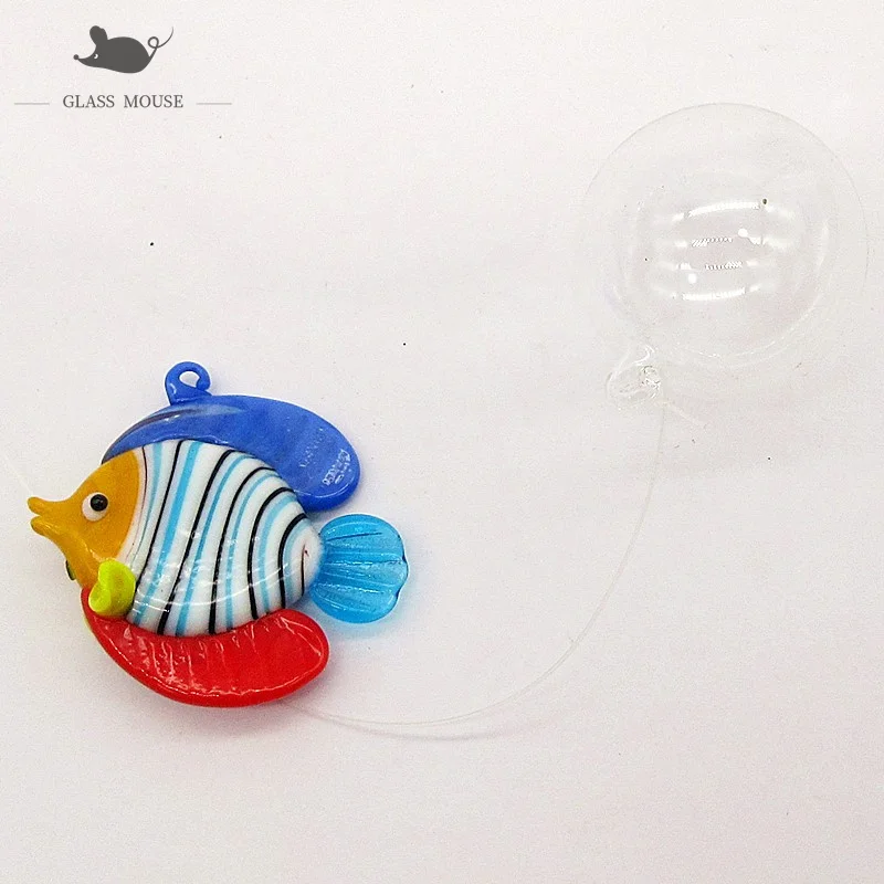 

New Handmade Murano floating glass fish statue ornament Pendant Home Aquarium fish tank decor accessories marine animal Figurine