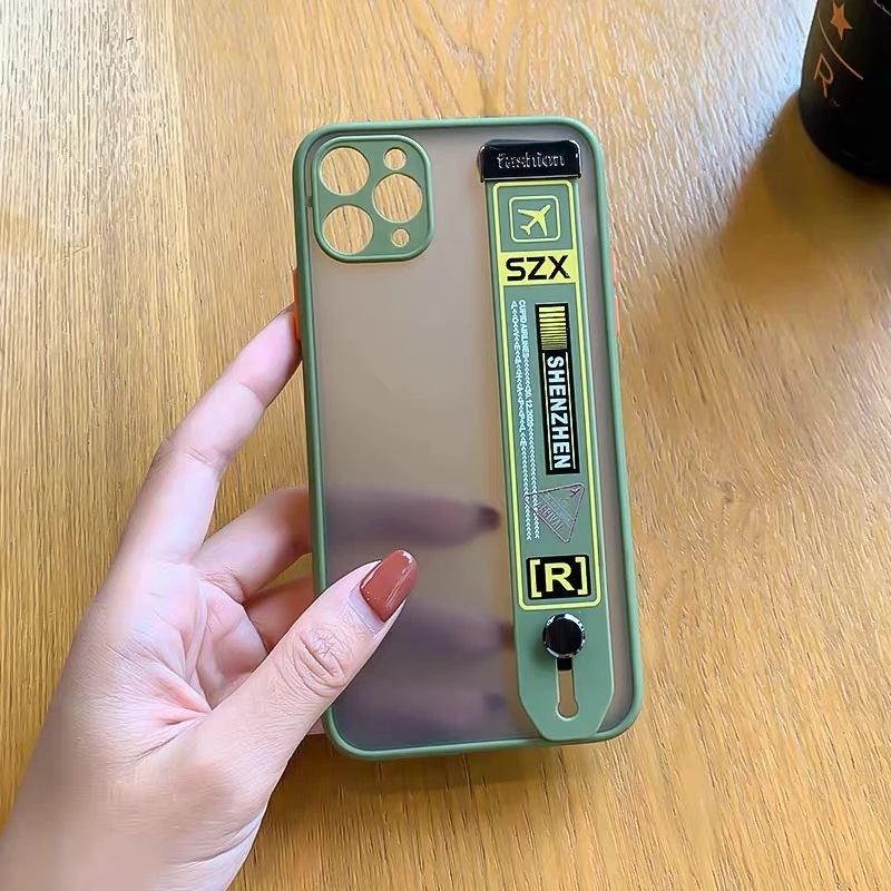 Модный Защитный матовый чехол с ремешком на запястье для телефона iPhone 12 11 Pro Max XR SE