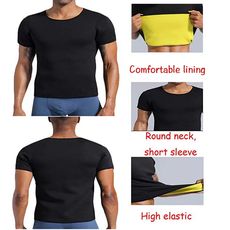 2019 Men Slimming Body Shapers Tummy Shaper T shirt Bodybuilding Compression Fat Burn Chest Tummy Tops Corset
