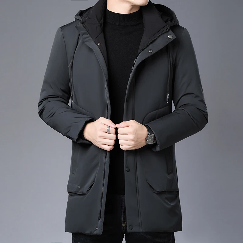 Зимняя модная брендовая мужская куртка с толстым капюшоном, уличная парка, стеганая куртка, корейское пуховое пальто, мужская одежда - Цвет: Серый