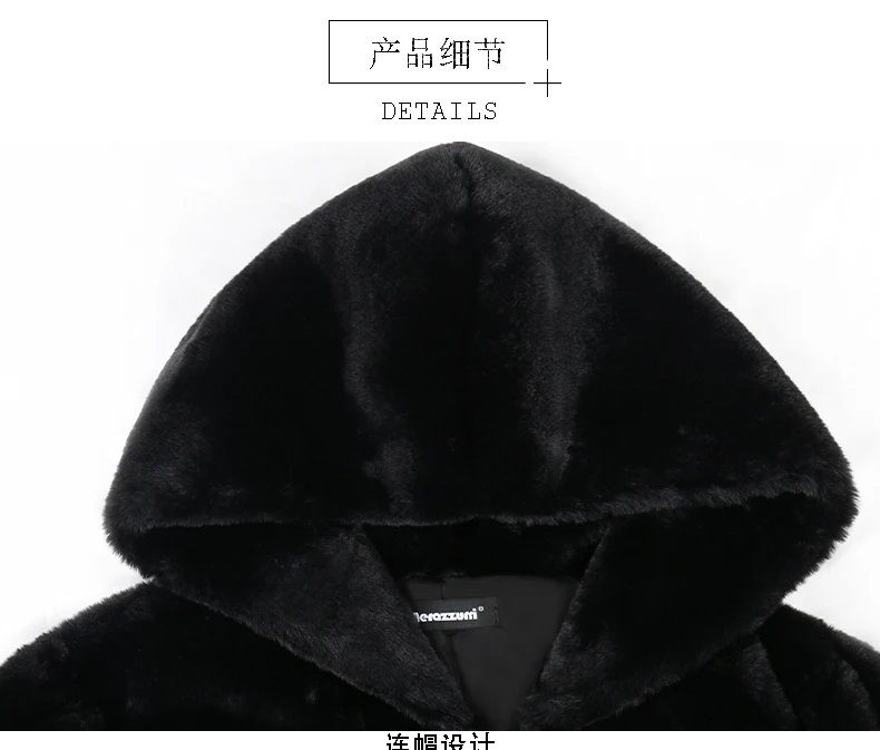 Cabolsas para Mulher Zíper com Capuz Cabolsa de Pele do Falso Nerazzurri Inverno Preto Quente Macio Manga Longa Tamanho Grande Coreano Moda 7xl 10 para mulher manga longa zíper com capuz