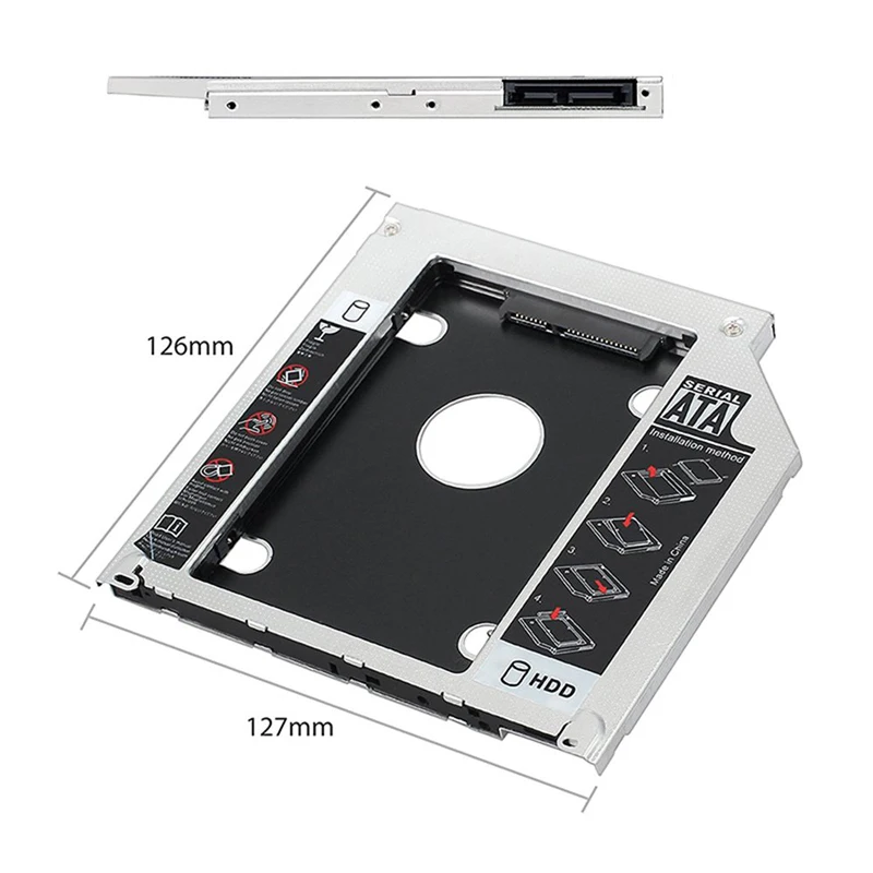 En-Labs 2,5 дюйм(ов) SATA 2nd HDD/SSD жесткого диска SATA салазка лоток для 9,5 мм ноутбук универсальный CD/DVD-ROM Оптический Bay слот