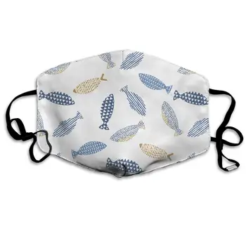 

Fishes Washable Reusable Mask, Cotton Anti Dust Half Face Mouth Mask For Kids Teens Men Women With Adjustable Ear Loops